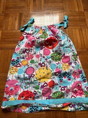 Hanna Andersson Bright Floral & Dot Dress in Aqua, Green, Yellow and Pink